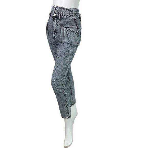 Marissa Webb WHITNEY Gray Stone Washed Corset Style High Rise Pleated Jeans 25